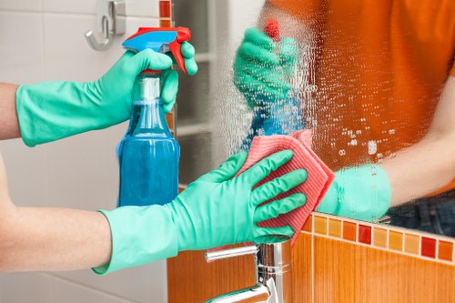 Carpet cleaning team in Docklands with recycling-focused equipment
