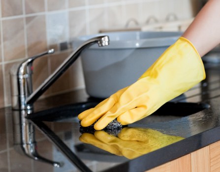 After builders cleaning in a Docklands apartment with dust removal from surfaces